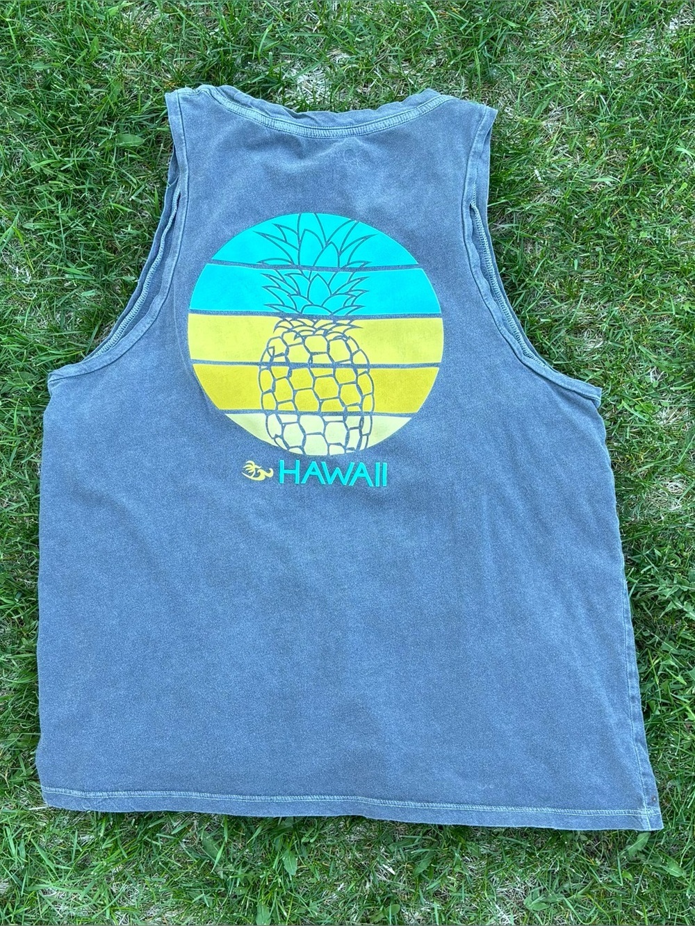 Honolua Wahine Washed Gray Tank Top Womens L Honolua Surf Co Hawaii Pineapple - Picture 2 of 7